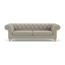 3 Seater Sofa - Natural - Eco Chenille - Harris Chesterfield - The Cotswold Company - thumbnail 2