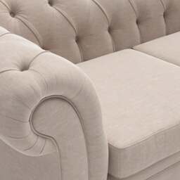 3 Seater Sofa - Natural - Eco Chenille - Harris Chesterfield - The Cotswold Company - thumbnail 4