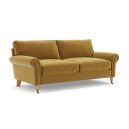 3 Seater Sofa - Mustard - Matt Velvet - Osbourne - The Cotswold Company