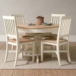 4-6 Seater Round Extending Dining Table - Chester Classic Cream - The Cotswold Company - thumbnail 3