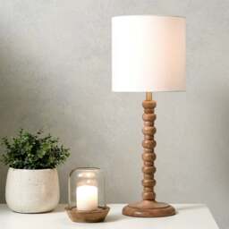 Bobbin Mango Wood Table Lamp - Home Accessories - The Cotswold Company - thumbnail 3