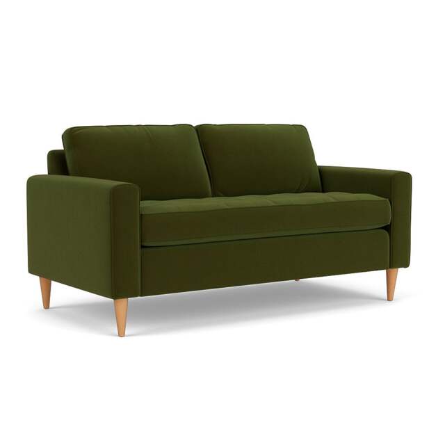 Large 2 Seater Sofa - Forest Green - Matt Velvet - Saxon - The Cotswold Company - image 1