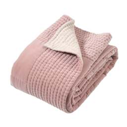 Luxury Cotton Velvet Dusky Pink Bed Throw 140x240cm - Home Accessories - The Cotswold Company - thumbnail 2
