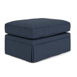 Foot Stool - Indigo - Luxury Italian Linen - Dawson Small - The Cotswold Company