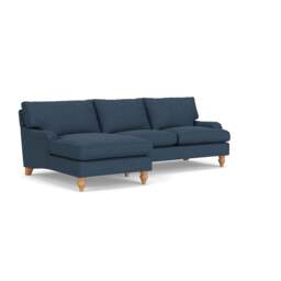 Chaise Large Left Hand - Indigo - House linen mix - Morris - The Cotswold Company