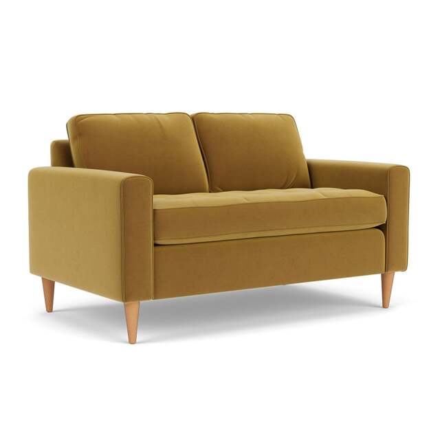 2 Seater Sofa - Mustard - Matt Velvet - Saxon - The Cotswold Company - image 1