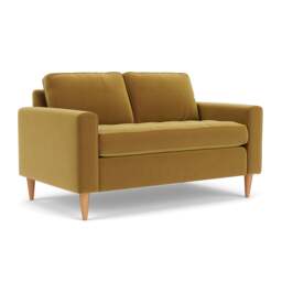 2 Seater Sofa - Mustard - Matt Velvet - Saxon - The Cotswold Company - thumbnail 1