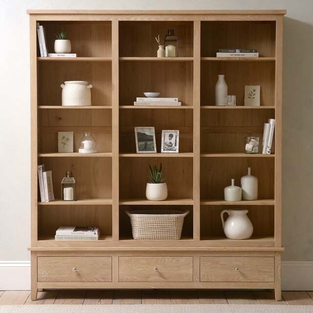 Inglesham Whitewash Oak Grand Bookcase - The Cotswold Company - image 1