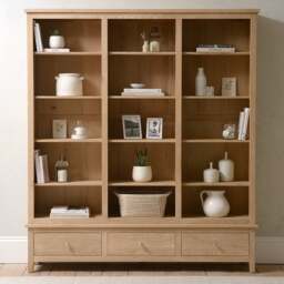 Inglesham Whitewash Oak Grand Bookcase - The Cotswold Company