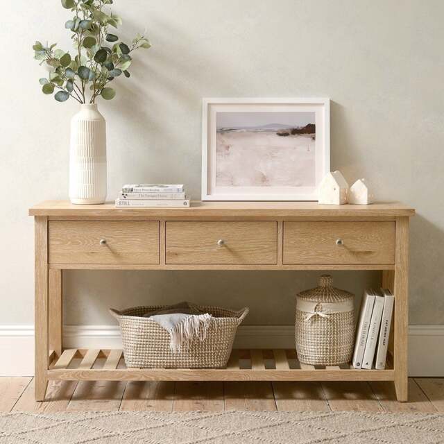 Inglesham Whitewash Oak Large Console Table - The Cotswold Company - image 1