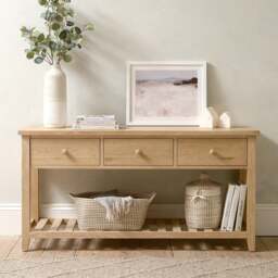 Inglesham Whitewash Oak Large Console Table - The Cotswold Company - thumbnail 2