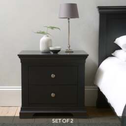 Chantilly Dusky Black Set of 2 Jumbo Bedside Tables - The Cotswold Company