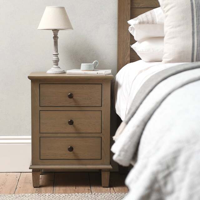 Bibury Smoked Oak 3 Drawer Bedside - The Cotswold Company - image 1