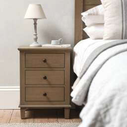 Bibury Smoked Oak 3 Drawer Bedside - The Cotswold Company