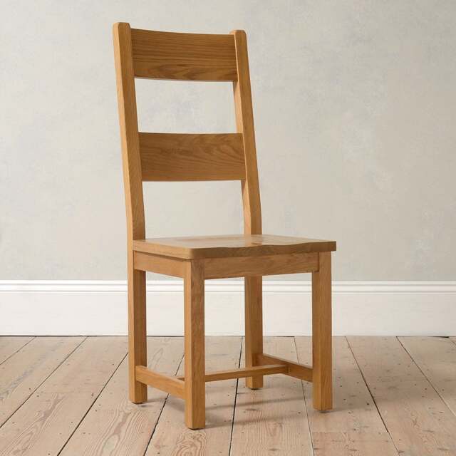 Oakland Rustic Oak Ladderback Dining Chair - Wooden Seat Pad - The Cotswold Company - image 1