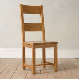 Oakland Rustic Oak Ladderback Dining Chair - Wooden Seat Pad - The Cotswold Company - thumbnail 1