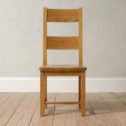 Oakland Rustic Oak Ladderback Dining Chair - Wooden Seat Pad - The Cotswold Company - thumbnail 2
