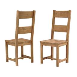 Oakland Rustic Oak Ladderback Dining Chair - Wooden Seat Pad - The Cotswold Company - thumbnail 3