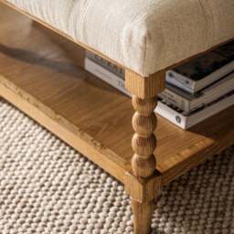 Large Upholstered Coffee Table with Shelf - National Trust Upton Washed Oak - The Cotswold Company - thumbnail 2