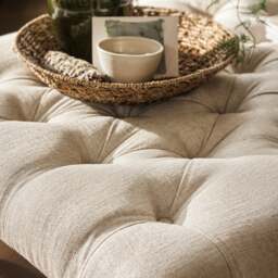 Large Upholstered Coffee Table with Shelf - National Trust Upton Washed Oak - The Cotswold Company - thumbnail 3