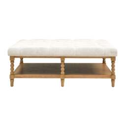 Large Upholstered Coffee Table with Shelf - National Trust Upton Washed Oak - The Cotswold Company - thumbnail 5