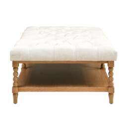 Large Upholstered Coffee Table with Shelf - National Trust Upton Washed Oak - The Cotswold Company - thumbnail 6