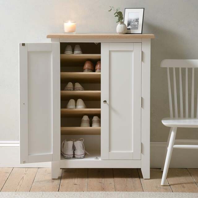 Large Shoe Cupboard - Chester Pure White - The Cotswold Company - image 1