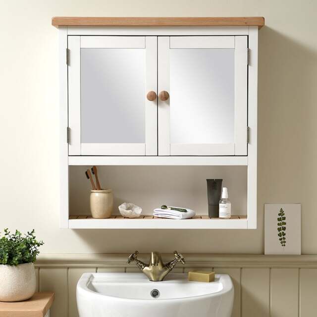 Bathroom Combi Mirror - Chester Pure White - The Cotswold Company - image 1