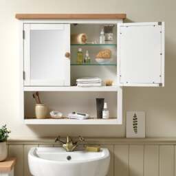 Bathroom Combi Mirror - Chester Pure White - The Cotswold Company - thumbnail 3