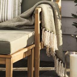 Herringbone Woven Throw Green 140x190cm - Home Accessories - The Cotswold Company - thumbnail 2
