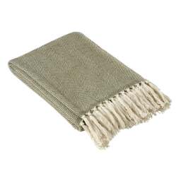 Herringbone Woven Throw Green 140x190cm - Home Accessories - The Cotswold Company - thumbnail 3