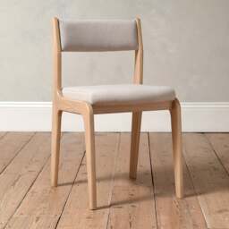 Upholstered Dining Chairs Oakridge, Sold as Pair, Curved Back, Mid-Century Style, Blonde Oak - The Cotswold Company - thumbnail 2