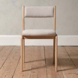 Upholstered Dining Chairs Oakridge, Sold as Pair, Curved Back, Mid-Century Style, Blonde Oak - The Cotswold Company - thumbnail 3
