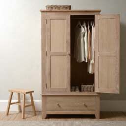 Double Wardrobe - Inglesham Whitewash Oak - The Cotswold Company