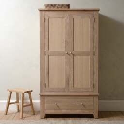Double Wardrobe - Inglesham Whitewash Oak - The Cotswold Company - thumbnail 4