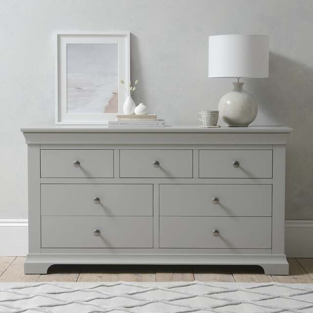 7 Drawer Wide Chest - Chantilly Pebble Grey - The Cotswold Company - image 1