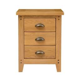 Oakland Rustic Oak 3 Drawer Bedside Table - The Cotswold Company - thumbnail 3