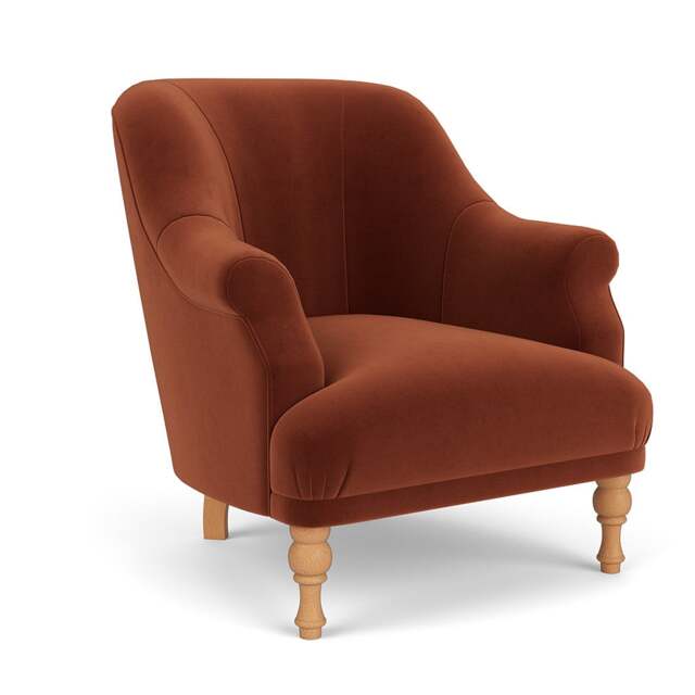 Armchair - Brick - Matt Velvet - Everett - The Cotswold Company - image 1