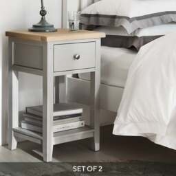 Pair of 1 Drawer Bedside Tables - Chester Dove Grey - The Cotswold Company