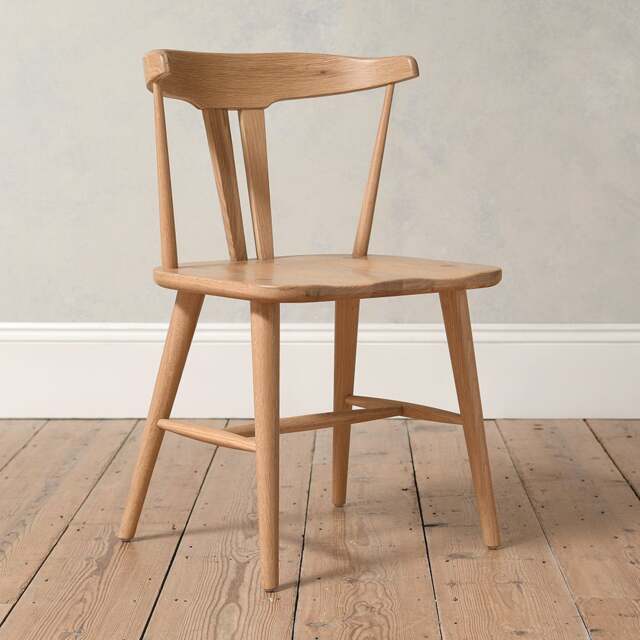 Solid Oak Dining Chair Hilcot, Curved Backrest, Everyday Comfort, White, Natural Wood Grain - The Cotswold Company - image 1
