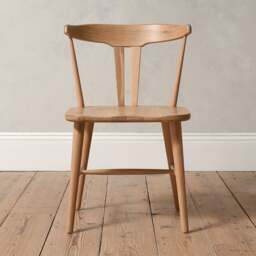 Solid Oak Dining Chair Hilcot, Curved Backrest, Everyday Comfort, White, Natural Wood Grain - The Cotswold Company - thumbnail 2