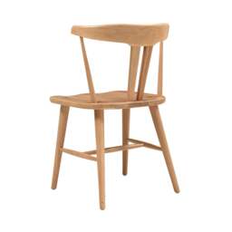 Solid Oak Dining Chair Hilcot, Curved Backrest, Everyday Comfort, White, Natural Wood Grain - The Cotswold Company - thumbnail 6
