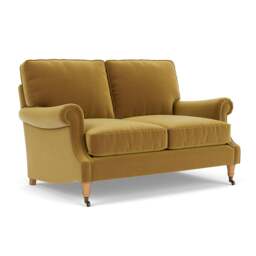 Large 2 Seater Sofa - Mustard - Matt Velvet - Taylor High Back - The Cotswold Company - thumbnail 1