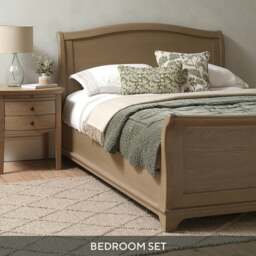 Winchcombe Smoked Oak Winchcombe Smoked Oak Double Sleigh Bed and 2 Bedside Tables Set - The Cotswold Company
