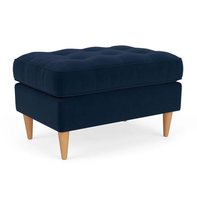 Foot Stool - Deep blue - Matt Velvet - Saxon Small - The Cotswold Company - image 1