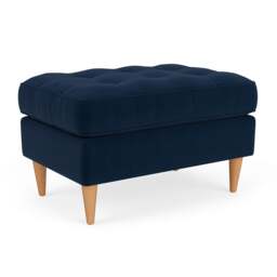 Foot Stool - Deep blue - Matt Velvet - Saxon Small - The Cotswold Company