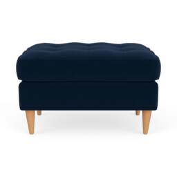 Foot Stool - Deep blue - Matt Velvet - Saxon Small - The Cotswold Company - thumbnail 2