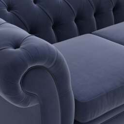 Large 2 Seater Sofa - Deep blue - Matt Velvet - Harris Chesterfield - The Cotswold Company - thumbnail 5