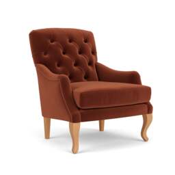 Armchair - Brick - Matt Velvet - Olivia - The Cotswold Company - thumbnail 1