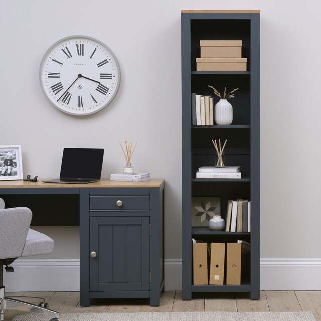 Chalford Inky Blue Tall and Slim Bookcase - The Cotswold Company - image 1